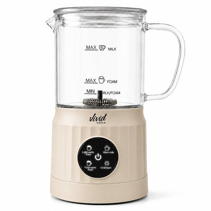 Melkopschuimer Glas - PFAS-vrij - 4-in-1 Melkschuimer - Elektrische Melkklopper - Creme