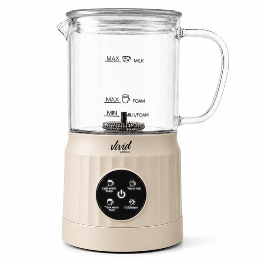 Melkopschuimer Glas - PFAS-vrij - 4-in-1 Melkschuimer - Elektrische Melkklopper - Creme
