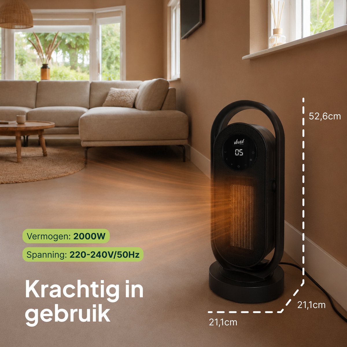 Elektrische Kachel 2000W - Keramische Kachel - 3 Warmtestanden - ECO-stand - Timer & Afstandsbediening