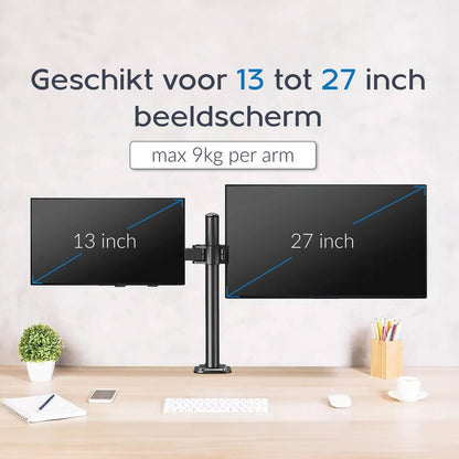 Dubbele Monitor Arm - Standaard - Beugel - 2 Schermen - 13 t/m 27 inch
