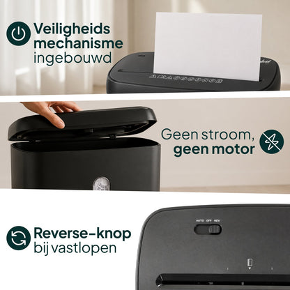 Papierversnipperaar P4 Cross Cut - Papiervernietiger Voor Thuis & Kantoor - 11L - 6 Vellen - Vernietigt ook CD's & Pasjes - Zwart