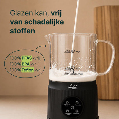 Melkopschuimer Glas - PFAS-vrij - 4-in-1 Melkschuimer - Elektrische Melkklopper