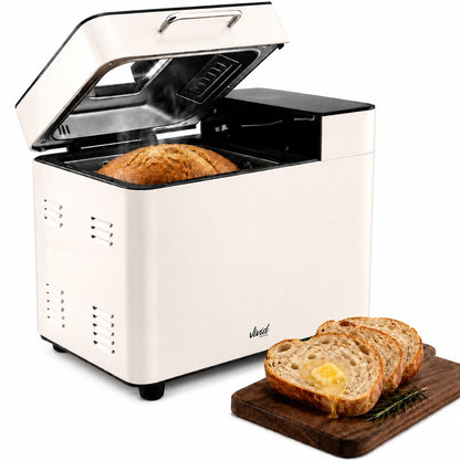 Broodbakmachine - Warmhoudfunctie & Timer - 18 programma's - 500/1000 gram - PFAS vrij - Glutenvrij programma - Broodmachine - 600W - Creme