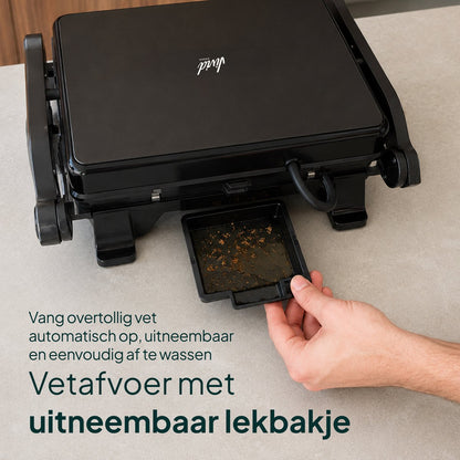 Tosti-ijzer XXL 2200W - PFAS-vrij - 9 Programma’s - Meat Probe - Touchscreen - Zwart
