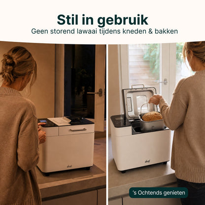 Broodbakmachine - Warmhoudfunctie & Timer - 18 programma's - 500/1000 gram - PFAS vrij - Glutenvrij programma - Broodmachine - 600W - Creme