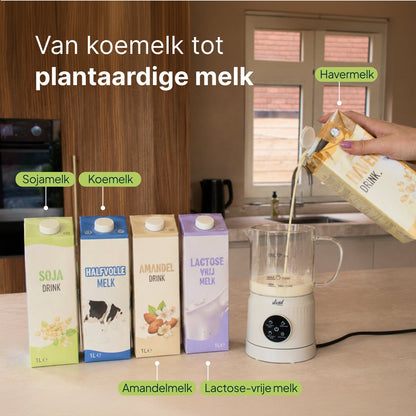 Melkopschuimer Glas - PFAS-vrij - 4-in-1 Melkschuimer - Elektrische Melkklopper - Creme