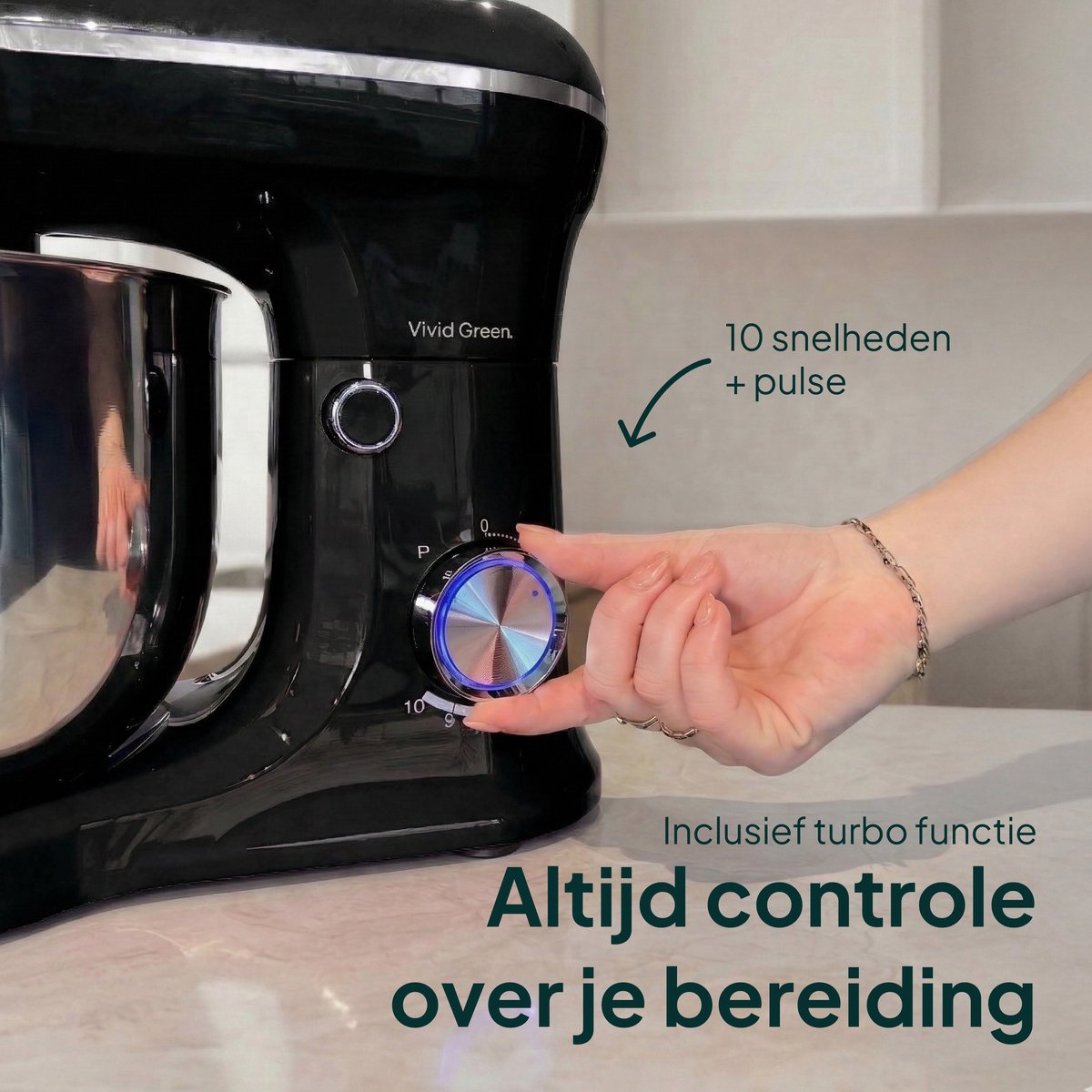 1500W Keukenmachine - Keukenrobot - 5L - Keukenmixer - Mixer met Mengkom - Rood