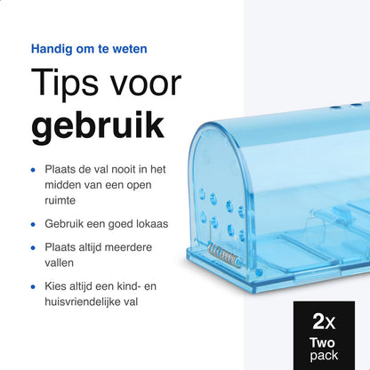 2-Pack Diervriendelijke muizenval voor binnen & buiten - Blauw