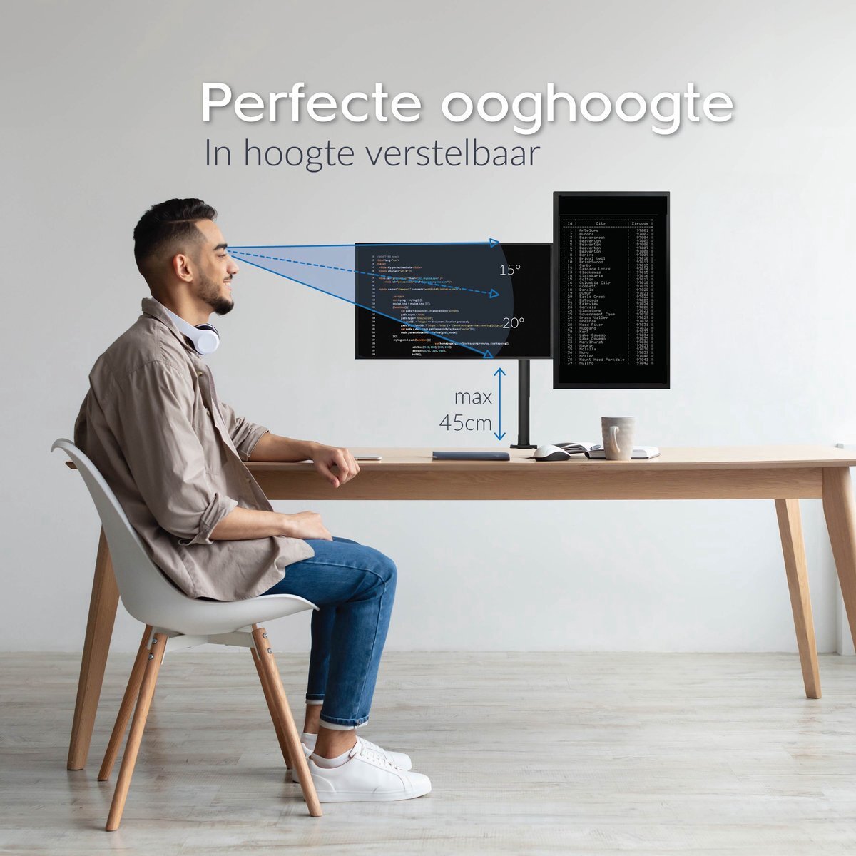Dubbele Monitor Arm - Standaard - Beugel - 2 Schermen - 13 t/m 27 inch