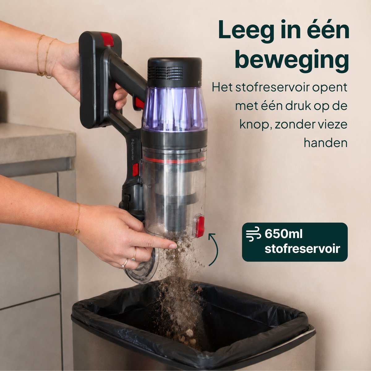 500W Steelstofzuiger - Met Dweilfunctie - Kruimelzuiger - Flexibele Stang - Stofzuiger 32kPa Zuigkracht