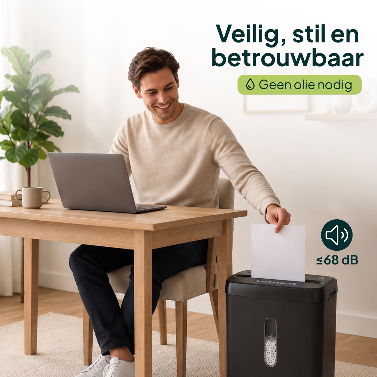 Papierversnipperaar P4 Cross Cut - Papiervernietiger Voor Thuis & Kantoor - 11L - 6 Vellen - Vernietigt ook CD's & Pasjes - Zwart