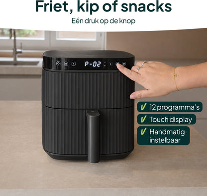 Airfryer 5L - Heteluchtfriteuse - PFAS-vrij - 1500W - 12 Programma’s - Zwart
