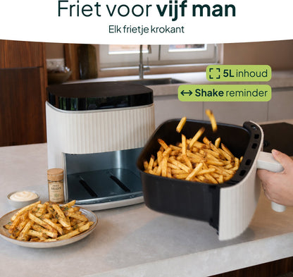 Airfryer 5L - PFAS-vrij - 1500W - 12 Programma’s - Touchscreen - Crème