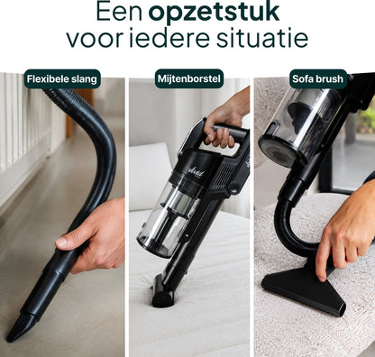 Draadloze Steelstofzuiger 400W - 30 kPa - 70 Min Accuduur - Kruimelzuiger - HEPA Filter - Zwart