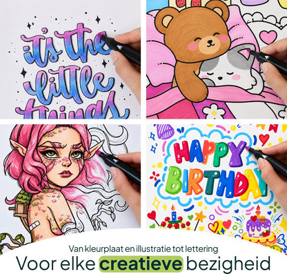 Twinmarkers 120 stuks voor volwassenen - Alcohol markers - Stiften - Markeerstiften