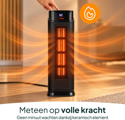 Keramische Elektrische Kachel 2000W - Ventilatorkachel - ECO-modus - Timer - Afstandsbediening - Zwart
