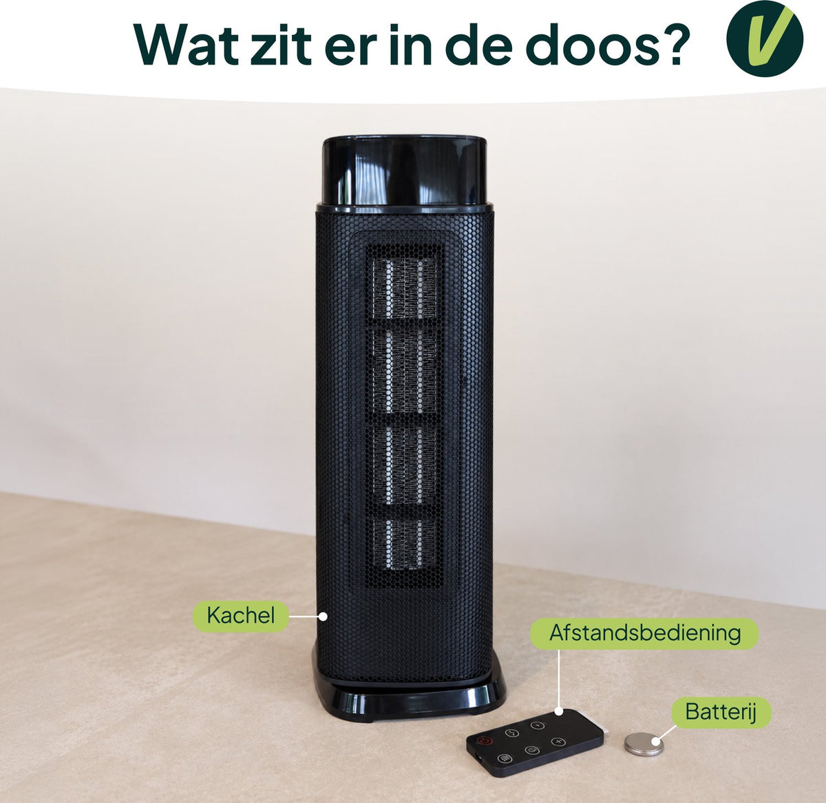 Keramische Elektrische Kachel 2000W - Ventilatorkachel - ECO-modus - Timer - Afstandsbediening - Zwart