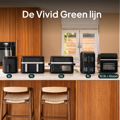 Airfryer 5L - Heteluchtfriteuse - PFAS-vrij - 1500W - 12 Programma’s - Zwart