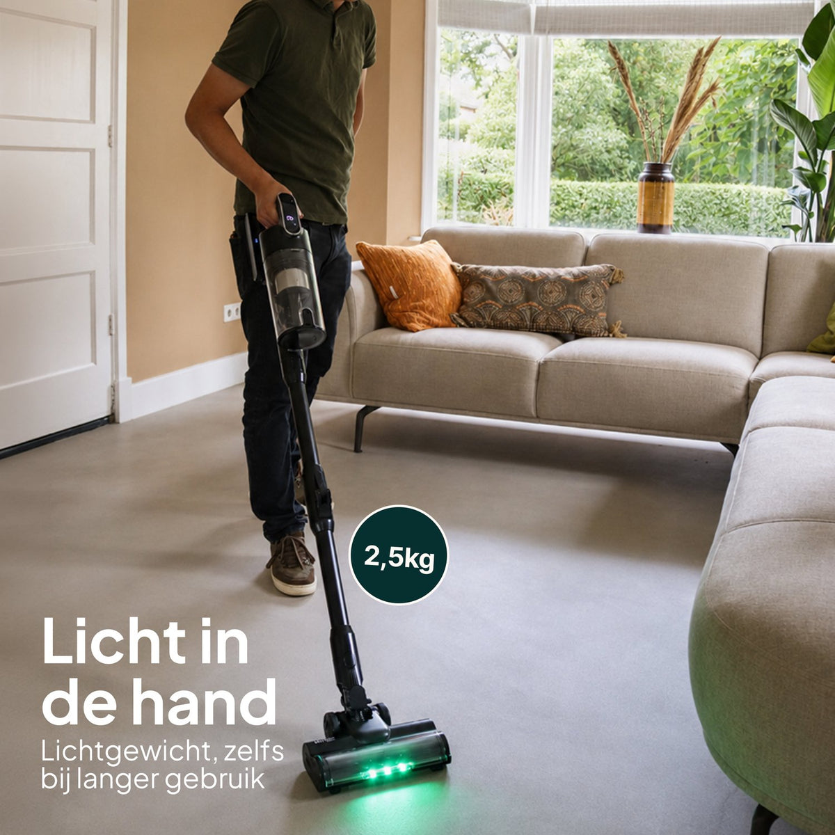 Draadloze Steelstofzuiger met Dweilfunctie - 400W - 30 kPa - 2 Accu’s - 70 Min Accuduur - Zwart