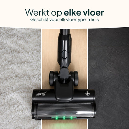 Draadloze Steelstofzuiger met Dweilfunctie - 400W - 30 kPa - 2 Accu’s - 70 Min Accuduur - Zwart