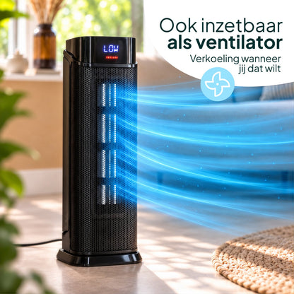 Keramische Elektrische Kachel 2000W - Ventilatorkachel - ECO-modus - Timer - Afstandsbediening - Zwart