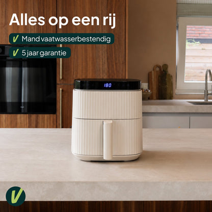 Airfryer 5L - PFAS-vrij - 1500W - 12 Programma’s - Touchscreen - Crème