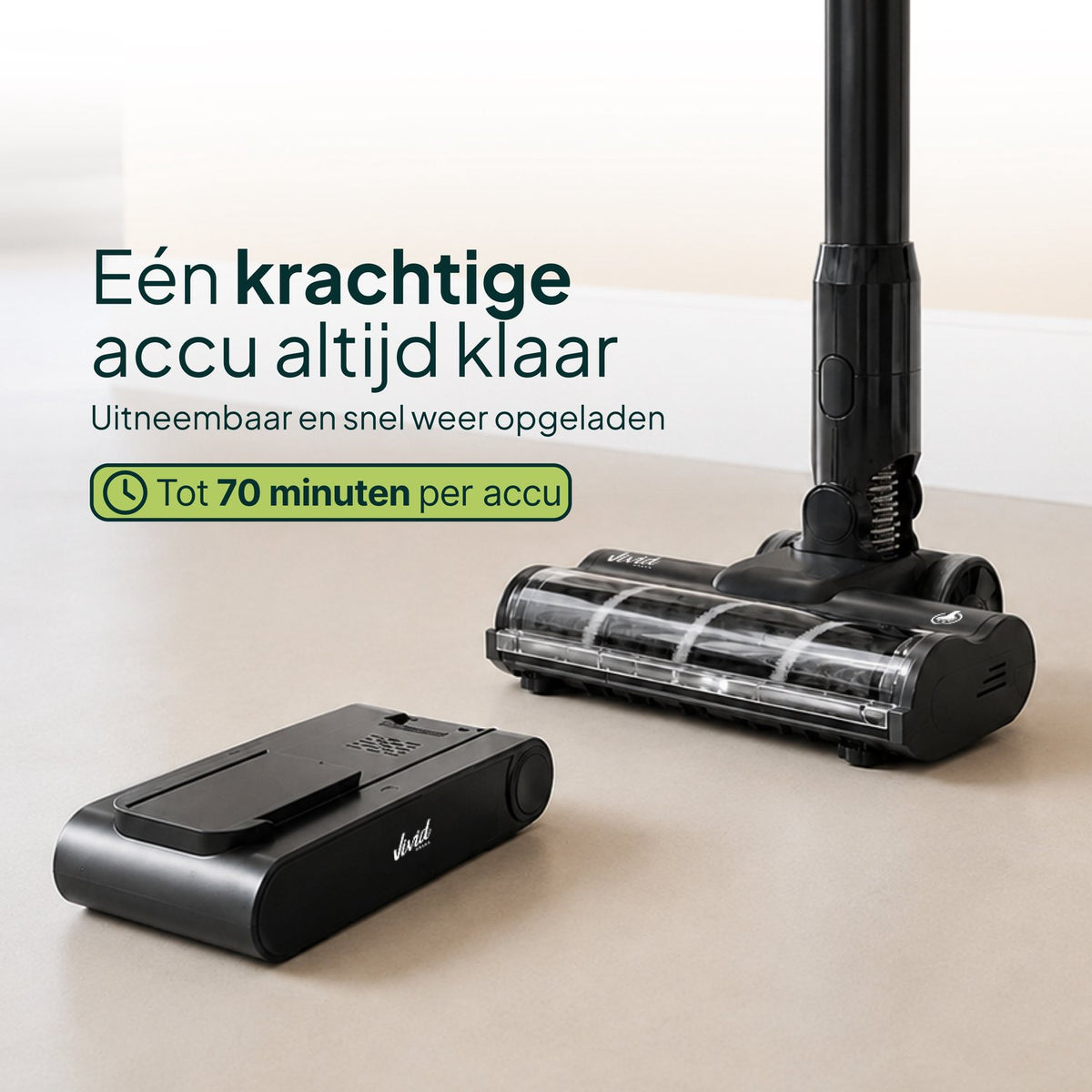 Draadloze Steelstofzuiger 400W - 30 kPa - 70 Min Accuduur - Kruimelzuiger - HEPA Filter - Zwart