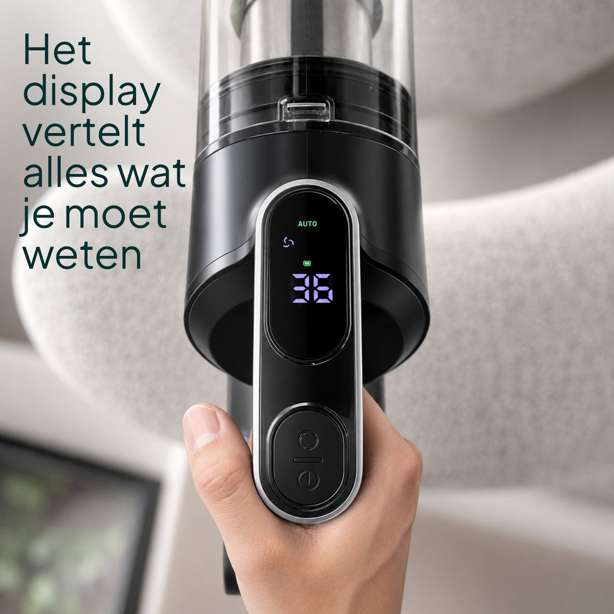 Draadloze Steelstofzuiger met Dweilfunctie - 400W - 30 kPa - 2 Accu’s - 70 Min Accuduur - Zwart