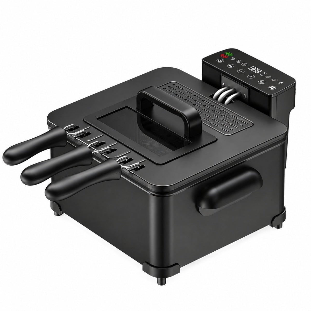 Frituurpan 5L - 2000W - 3 Frituurmanden - Digitaal Display - Timer - Koude Zone - Zwart