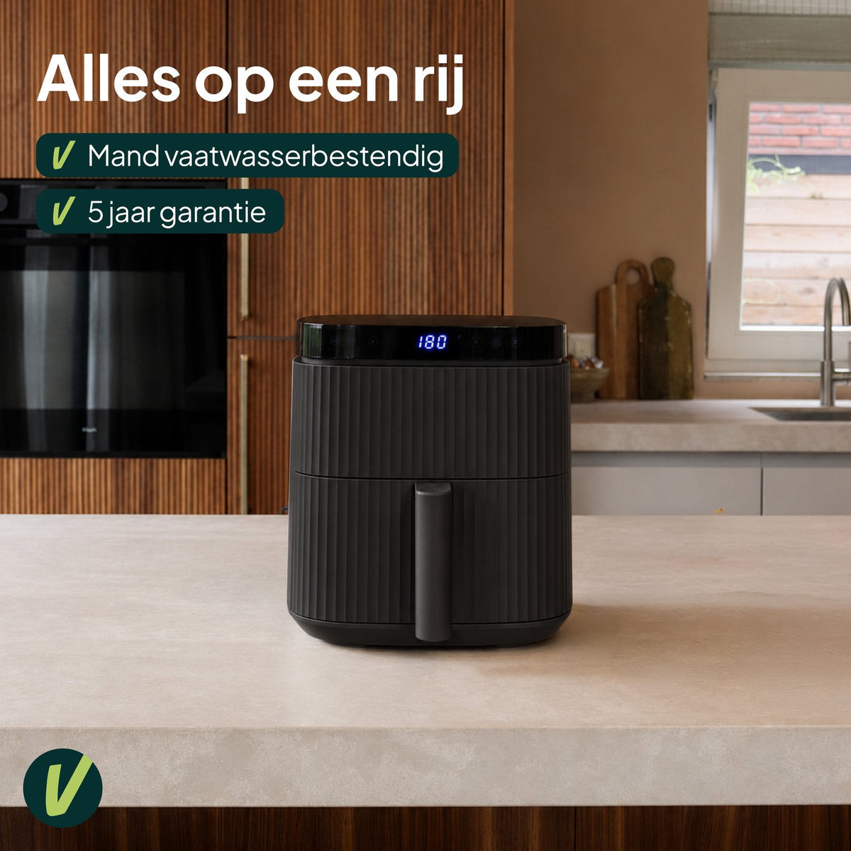 Airfryer 5L - Heteluchtfriteuse - PFAS-vrij - 1500W - 12 Programma’s - Zwart