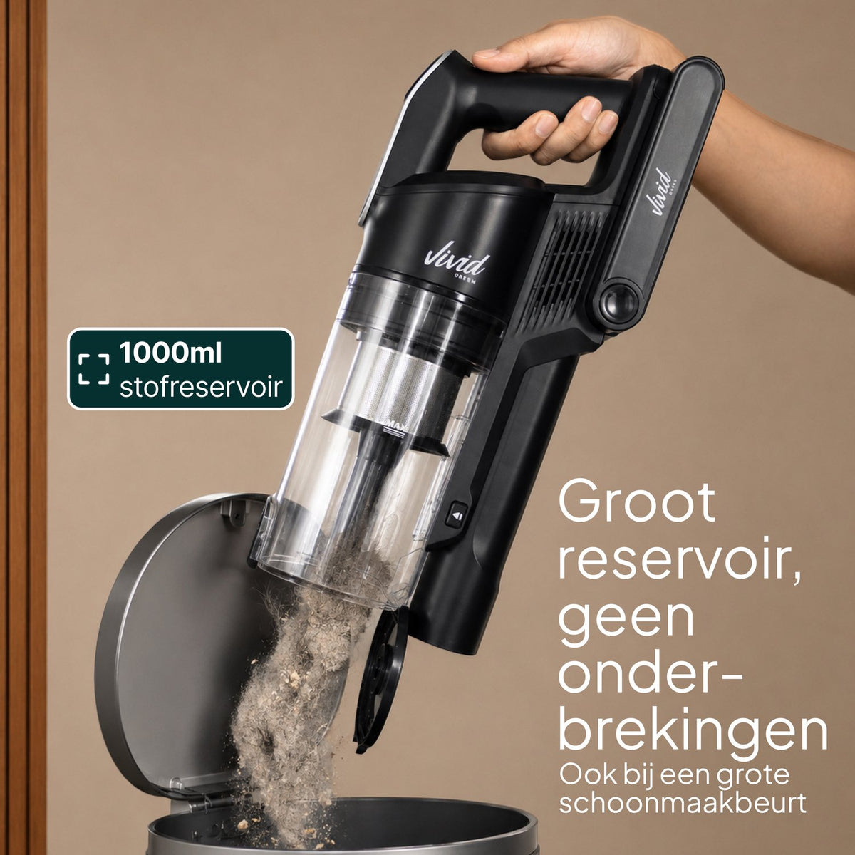 Draadloze Steelstofzuiger met Dweilfunctie - 400W - 30 kPa - 2 Accu’s - 70 Min Accuduur - Zwart