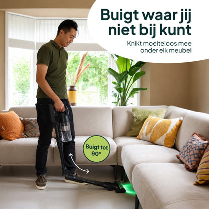 Draadloze Steelstofzuiger 400W - 30 kPa - 70 Min Accuduur - Kruimelzuiger - HEPA Filter - Zwart