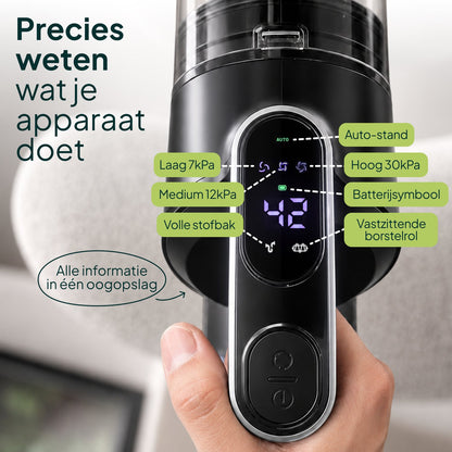 Draadloze Steelstofzuiger 400W - 30 kPa - 70 Min Accuduur - Kruimelzuiger - HEPA Filter - Zwart
