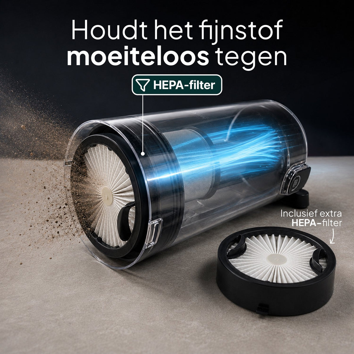 Draadloze Steelstofzuiger met Dweilfunctie - 400W - 30 kPa - 2 Accu’s - 70 Min Accuduur - Zwart