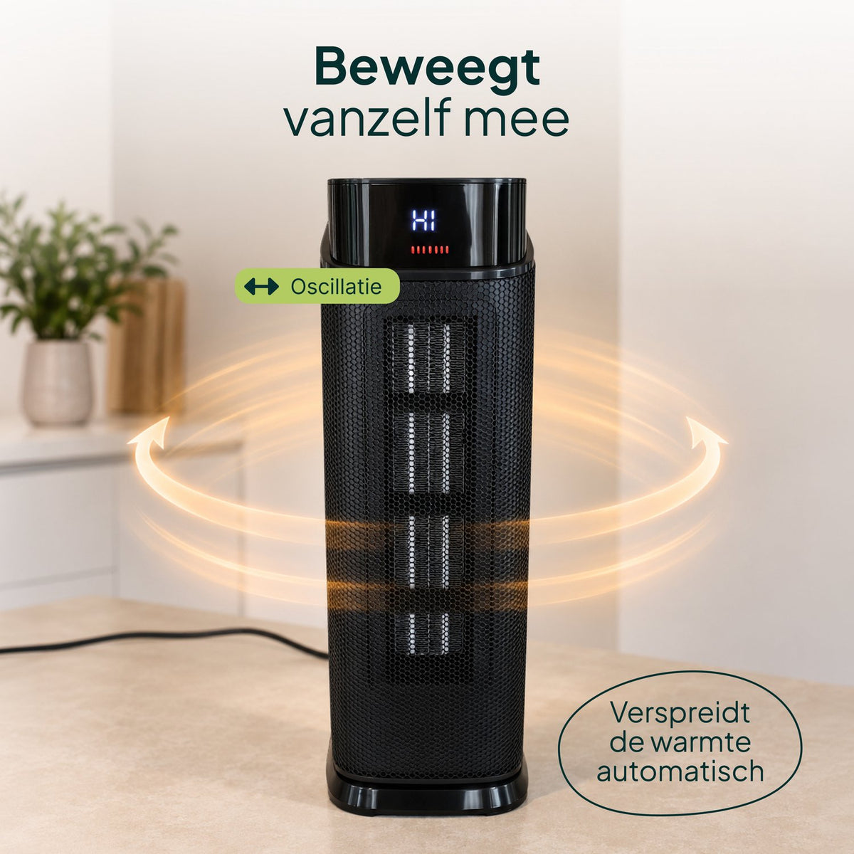 Keramische Elektrische Kachel 2000W - Ventilatorkachel - ECO-modus - Timer - Afstandsbediening - Zwart
