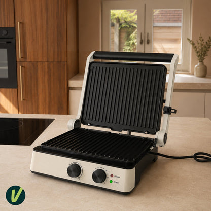 Tosti-ijzer & Contactgrill 2200W - PFAS-vrij - Inclusief Wafelplaten - Timer - 4 Tosti’s - Crème