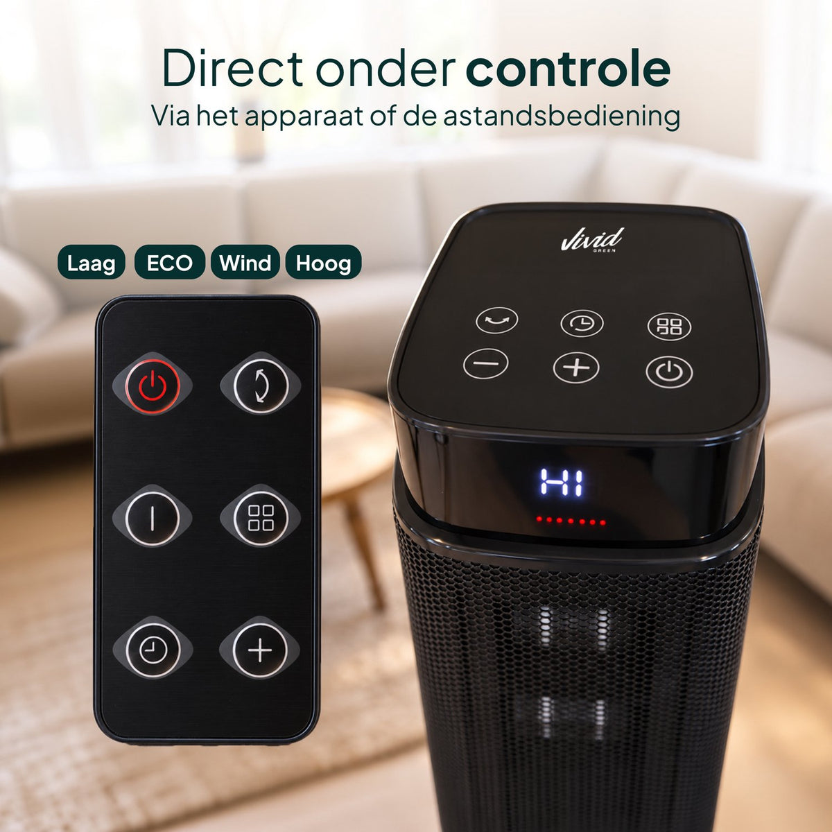 Keramische Elektrische Kachel 2000W - Ventilatorkachel - ECO-modus - Timer - Afstandsbediening - Zwart