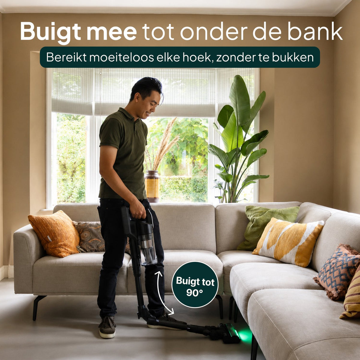 Draadloze Steelstofzuiger met Dweilfunctie - 400W - 30 kPa - 2 Accu’s - 70 Min Accuduur - Zwart