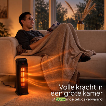 Keramische Elektrische Kachel 2000W - Ventilatorkachel - ECO-modus - Timer - Afstandsbediening - Zwart