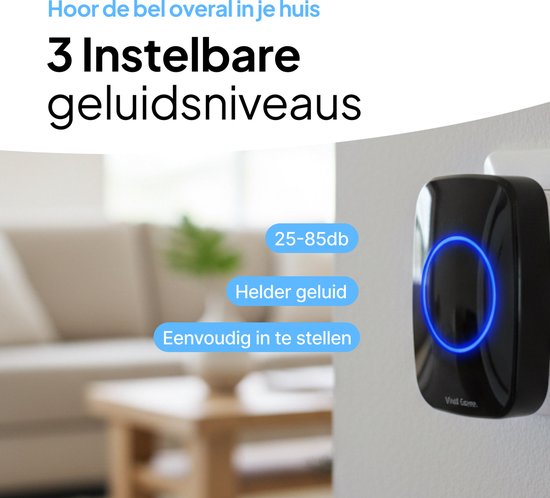 Draadloze Deurbel -  IP44 Waterdicht - Met ontvanger