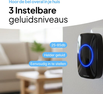 Draadloze Deurbel -  IP44 Waterdicht - Met ontvanger