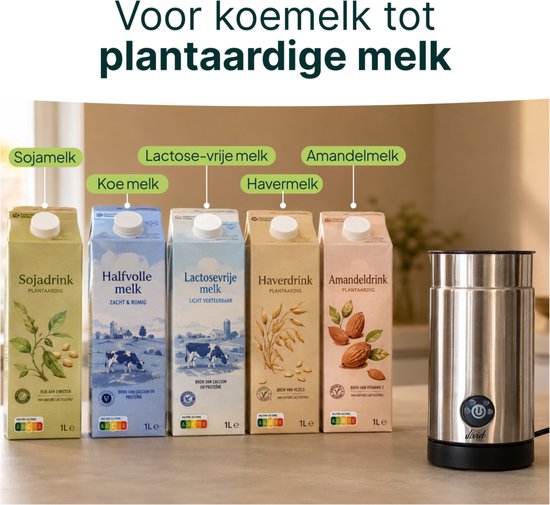 Melkopschuimer - PFAS-vrij - 4-in-1 Melkschuimer - Elektrische Melkklopper - Zilver