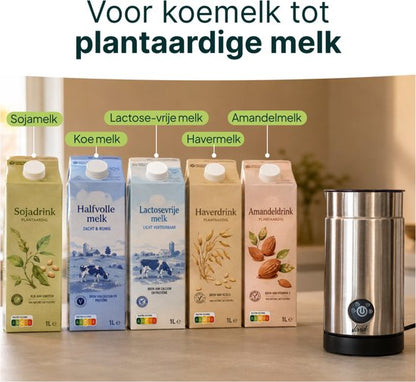 Melkopschuimer - PFAS-vrij - 4-in-1 Melkschuimer - Elektrische Melkklopper - Zilver