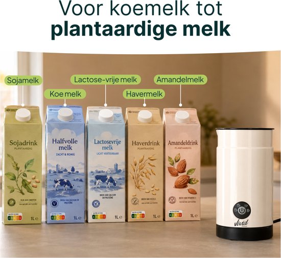 Melkopschuimer - PFAS-vrij - 4-in-1 Melkschuimer - Elektrische Melkklopper - Creme