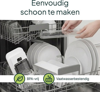 Groentesnijder Multifunctioneel & Mandoline Keukensnijder - 13-delig - Uienhakker Met Opvangbak 1,3L - Inclusief Bewaardeksel - Wit