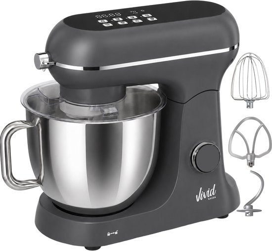 Luxe Keukenmixer - 7L Mengkom met Verwarmde Bodem - Rijsfunctie - Touchscreen & Timer - Vaatwasserbestendig - Keukenmachine - Keukenrobot - Grijs