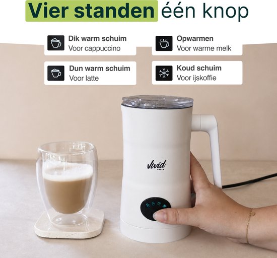 Melkopschuimer - Schenktuit - 4-in-1 Melkschuimer - Elektrische Melkklopper - Creme