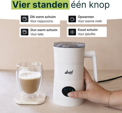 Melkopschuimer - Schenktuit - 4-in-1 Melkschuimer - Elektrische Melkklopper - Creme