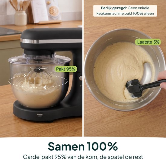 2000W Keukenmixer - Geschikt voor Zwaar Deeg - 6,2L Mengkom - Keukenmachine - Keukenrobot - Matzwart