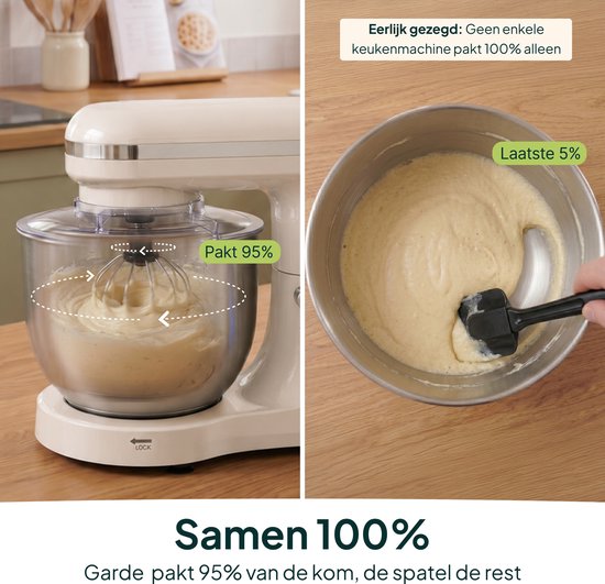 2000W Keukenmixer - Geschikt voor Zwaar Deeg - 6,2L Mengkom - Keukenmachine - Keukenrobot - Crème